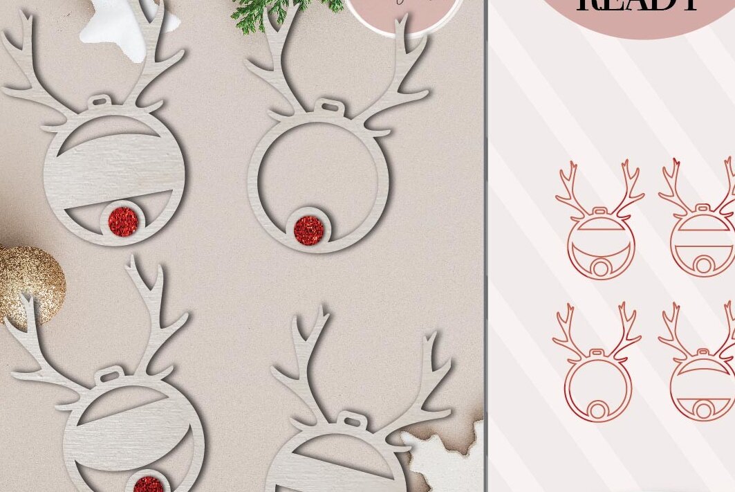 Σετ των 2 Intra απο ξύλο plywood 3mm-4mm πάχος – Στολίδια από τάρανδο Δίασταση  20x20 cm INTRAFABR-72164982