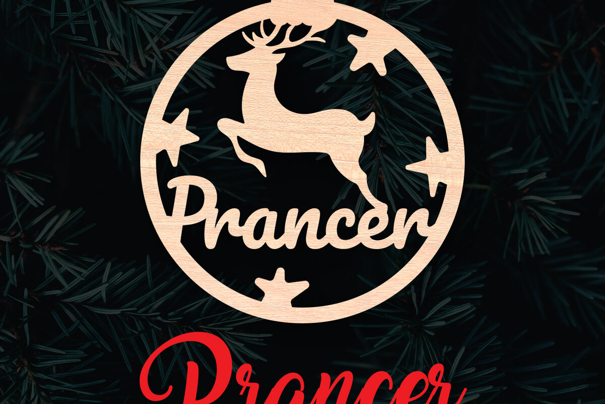 Σετ των 2 Intra απο ξύλο plywood 3mm-4mm πάχος – Χριστουγεννιάτικο στολίδι Reindeer Prancer Δίασταση  20x20 cm INTRAFABR-6096146