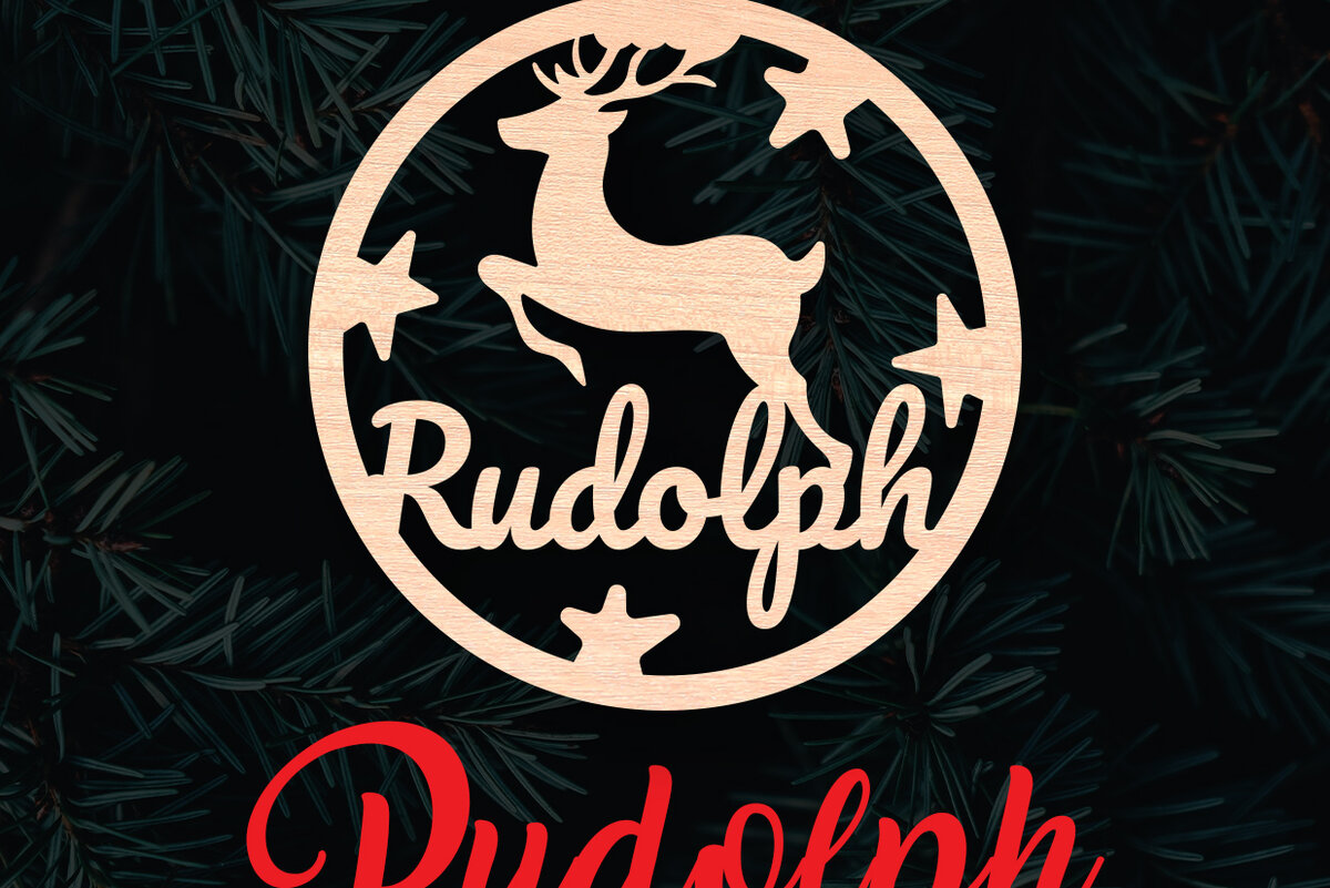 Σετ των 2 Intra απο ξύλο plywood 3mm-4mm πάχος – Χριστουγεννιάτικο στολίδι με τάρανδο Rudolph Δίασταση  20x20 cm INTRAFABR-6096166