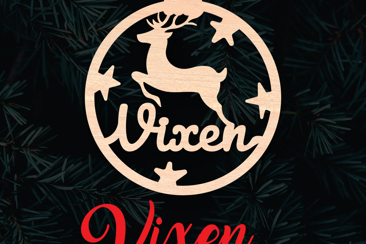 Σετ των 2 Intra απο ξύλο plywood 3mm-4mm πάχος – Χριστουγεννιάτικο στολίδι Reindeer Vixen Δίασταση  20x20 cm INTRAFABR-6096182