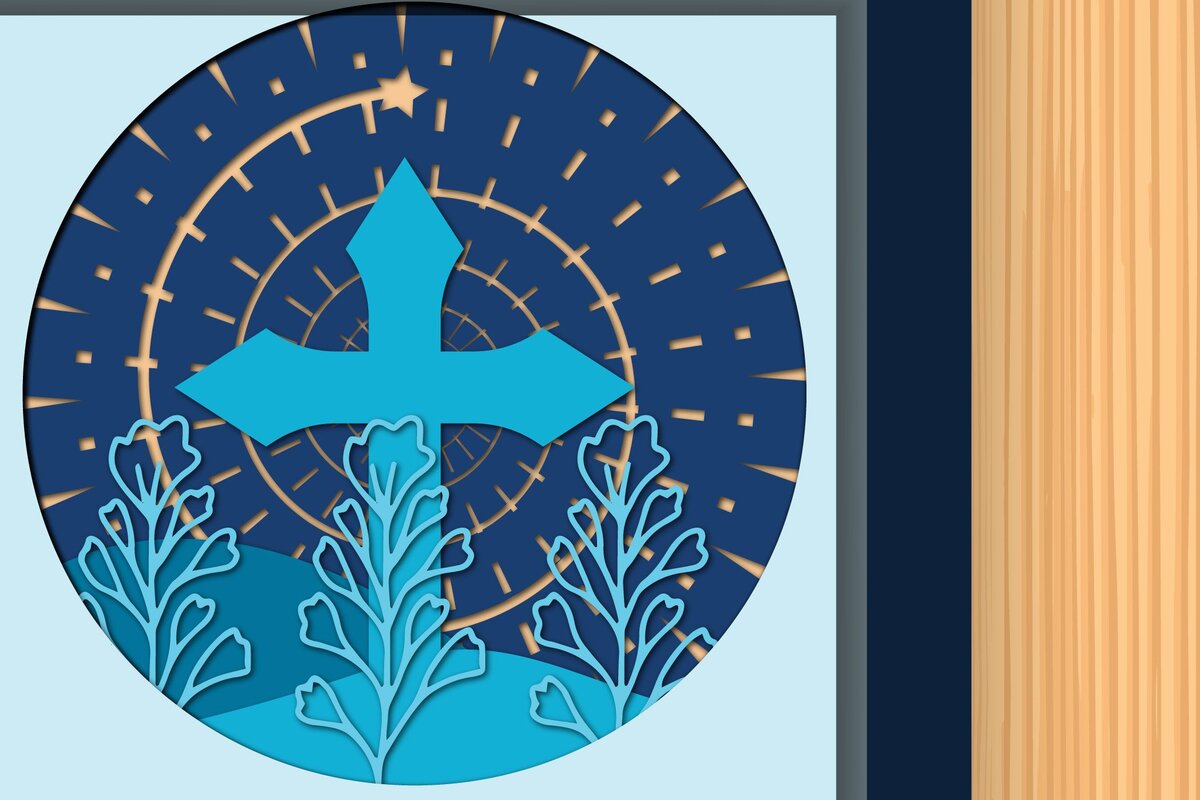 Σετ των 2 Intra απο ξύλο plywood 3mm-4mm πάχος – Θρησκευτικό διασταυρούμενο σκιερό κουτί με πολλαπλές πίστες Δίασταση  20x20 cm INTRAFABR-34915313