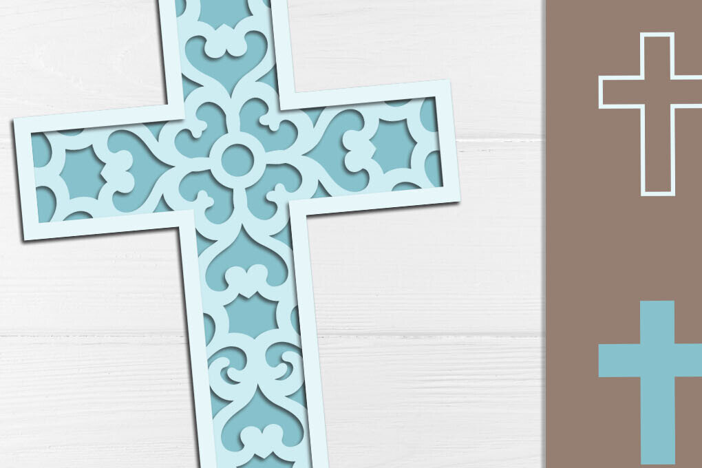 Σετ των 2 Intra απο ξύλο plywood 3mm-4mm πάχος – Θρησκευτικός Σταυρός Mandala Layered Δίασταση  20x20 cm INTRAFABR-118679346