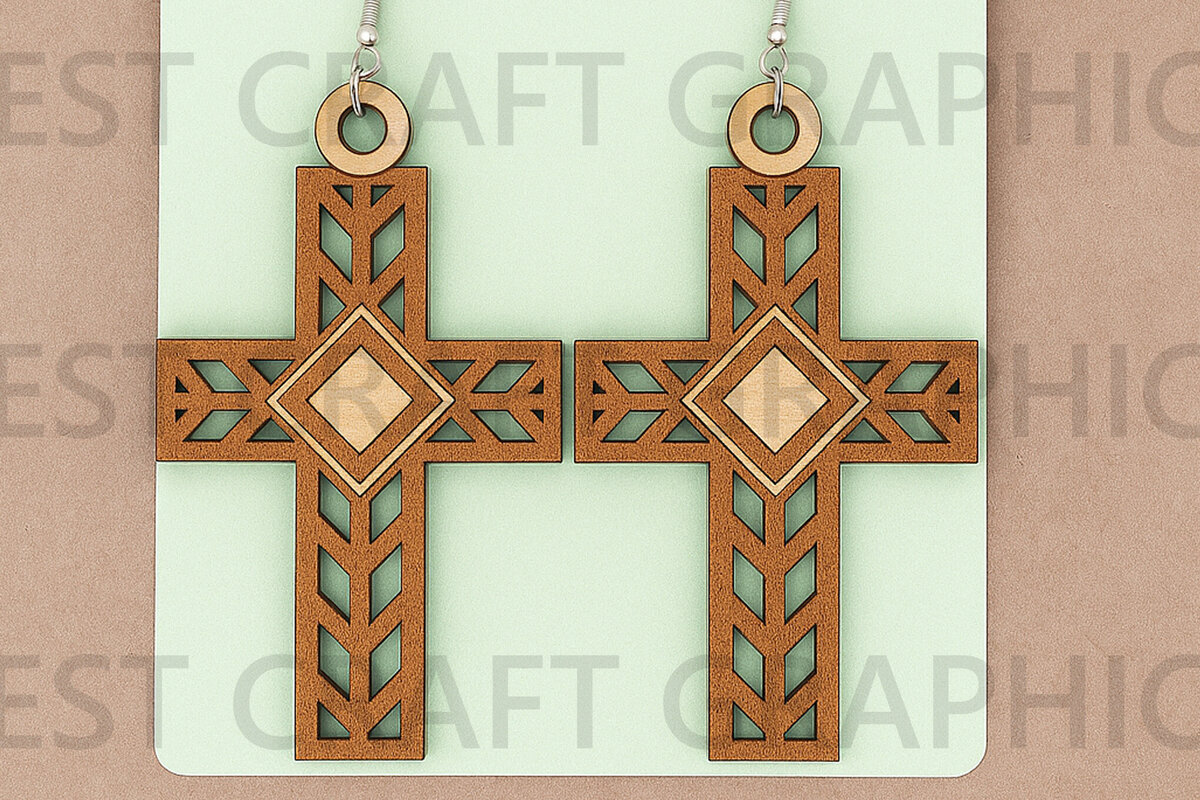 Σετ των 3 Intra απο ξύλο plywood 3mm-4mm πάχος – Θρησκευτικά σκουλαρίκια για γυναίκες Δίασταση  5x5 cm INTRAFABR-124747893