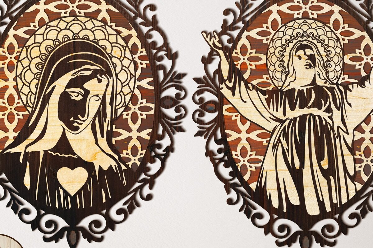 Σετ των 2 Intra απο ξύλο plywood 3mm-4mm πάχος – ΘΡΗΣΚΕΥΤΙΚΗ δέσμη κοπής λέιζερ, εικονίδιο, Ιησούς Δίασταση  20x20 cm INTRAFABR-33342191