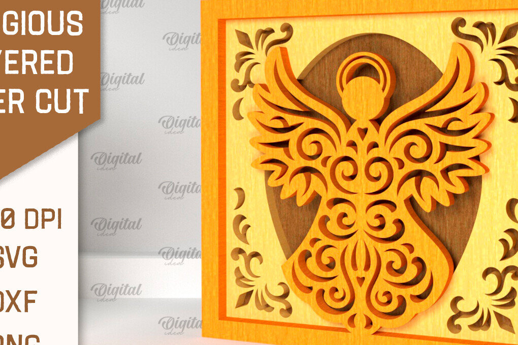 Σετ των 2 Intra απο ξύλο plywood 3mm-4mm πάχος – Θρησκευτική διακοσμητική Δίασταση  20x20 cm INTRAFABR-96732738