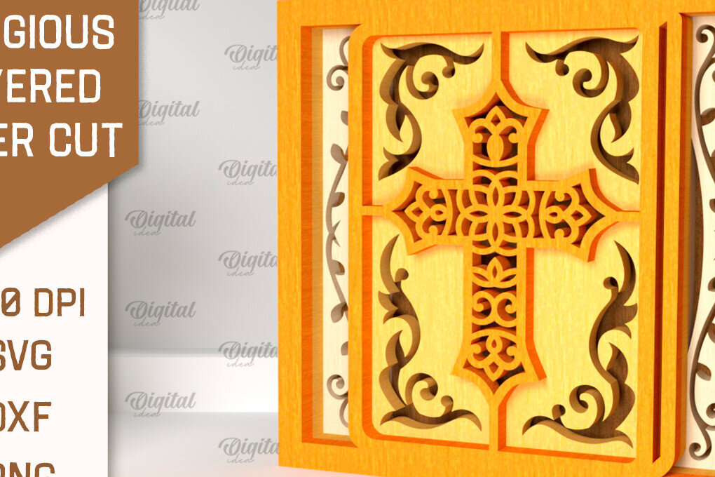 Σετ των 2 Intra απο ξύλο plywood 3mm-4mm πάχος – Θρησκευτική διακοσμητική Δίασταση  20x20 cm INTRAFABR-96732653