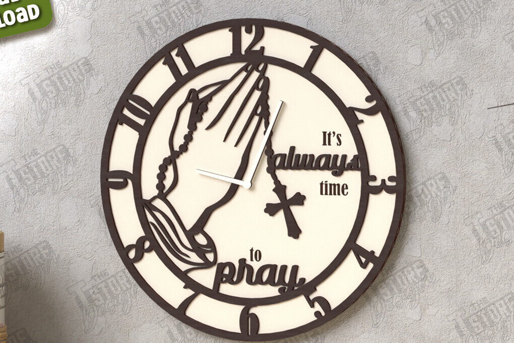 Intra απο ξύλο plywood 3mm-4mm πάχος – Θρησκευτικό ρολόι τοίχου | CNC Δίασταση  40x30 cm INTRAFABR-123825446