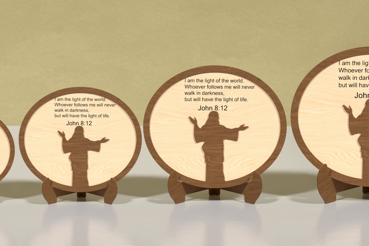 Σετ των 2 Intra απο ξύλο plywood 3mm-4mm πάχος – Θρησκευτική Ξυλογραφία - Δίασταση  20x20 cm INTRAFABR-118900669