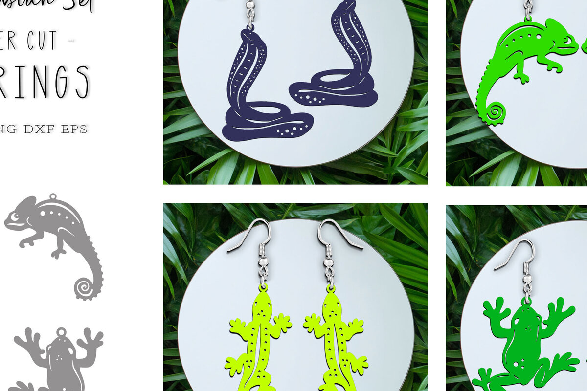 Σετ των 3 Intra απο ξύλο plywood 3mm-4mm πάχος – Σετ κοπής λέιζερ σκουλαρίκια ερπετών ζώων Δίασταση  5x5 cm INTRAFABR-120639306