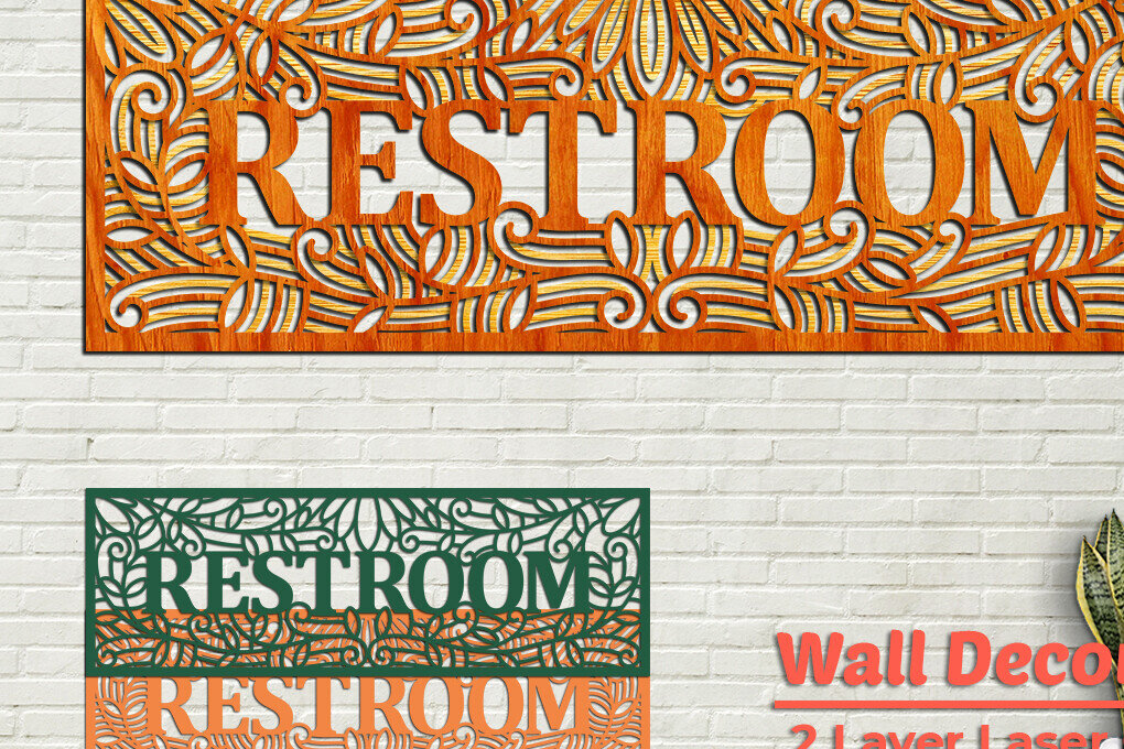 Σετ των 2 Intra απο ξύλο plywood 3mm-4mm πάχος – Επιτοίχια επιγραφή τουαλέτας - Δίασταση  20x20 cm INTRAFABR-102413216