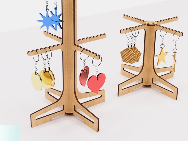 Σετ των 3 Intra απο ξύλο plywood 3mm-4mm πάχος – Βάση λιανικής για μπρελόκ Δίασταση  5x5 cm INTRAFABR-117190377