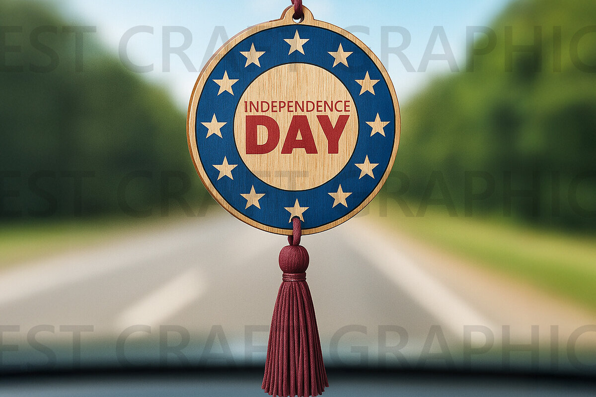 Σετ των 2 Intra απο ξύλο plywood 3mm-4mm πάχος – Ρετρό 4 Ιουλίου Ετικέτα Δίασταση  20x20 cm INTRAFABR-123889400