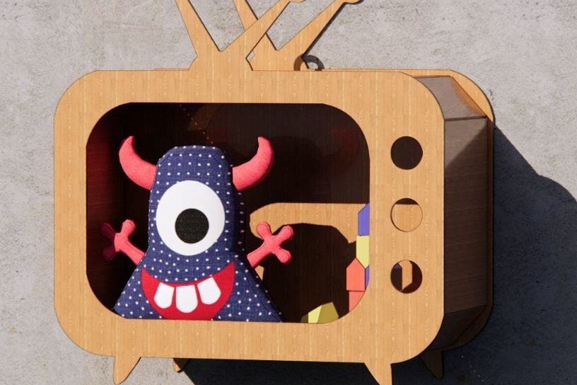 Σετ των 2 Intra απο ξύλο plywood 3mm-4mm πάχος – Ρετρό ράφι τηλεόρασης Δίασταση  20x20 cm INTRAFABR-36511073