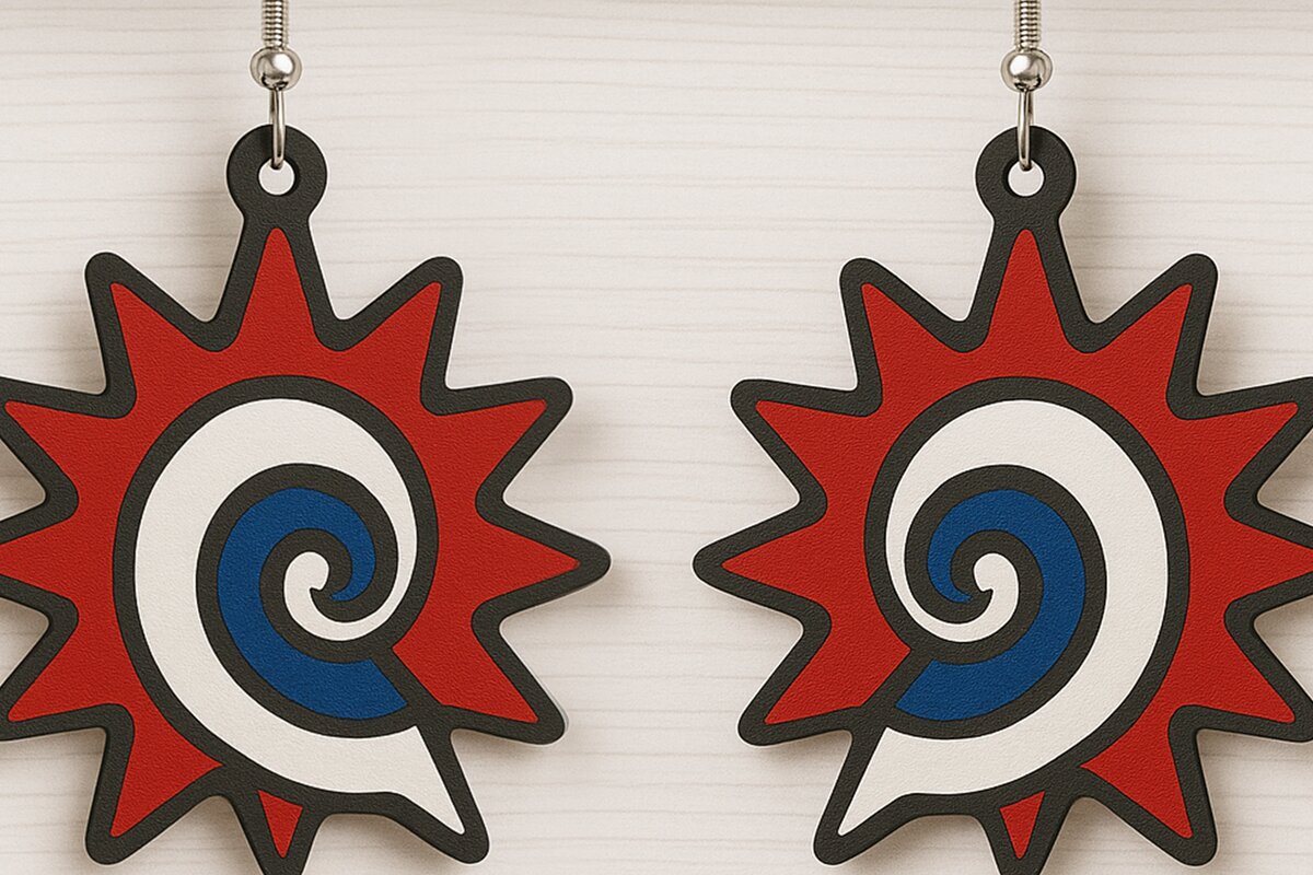 Σετ των 3 Intra απο ξύλο plywood 3mm-4mm πάχος – Reverse Sun Swirl Σκουλαρίκια Δίασταση  5x5 cm INTRAFABR-123011779