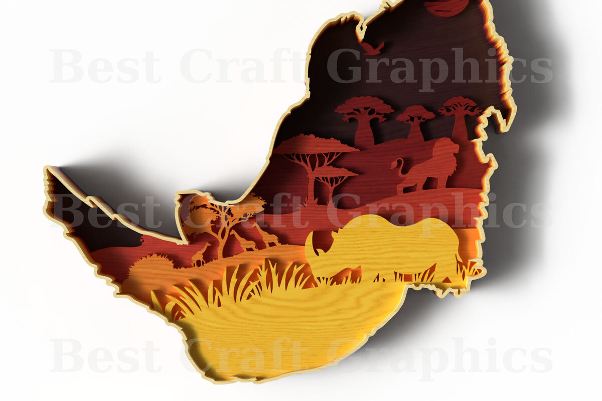 Σετ των 2 Intra απο ξύλο plywood 3mm-4mm πάχος – Σκηνή σαφάρι με στρώματα Rhino Head Δίασταση  20x20 cm INTRAFABR-121580140