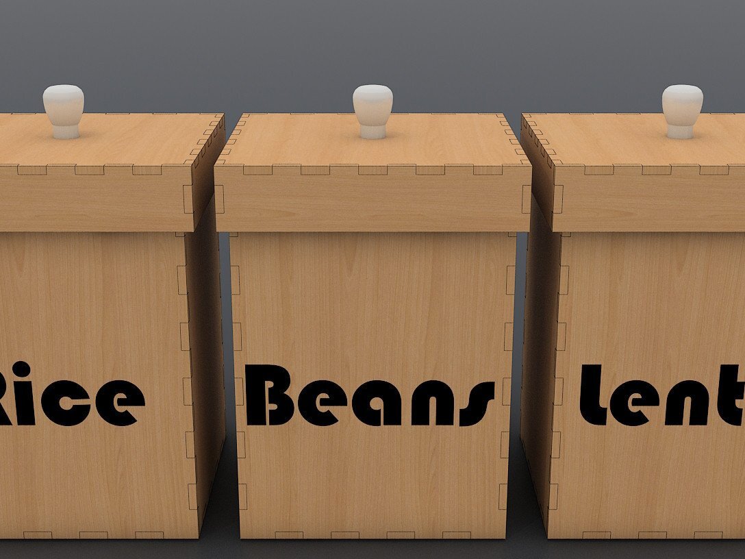 Σετ των 2 Intra απο ξύλο plywood 3mm-4mm πάχος – Κουτί ρυζιού, κουτιά φασολιών, σχέδια με ράφι μπαχαρικών Δίασταση  20x20 cm INTRAFABR-40163478