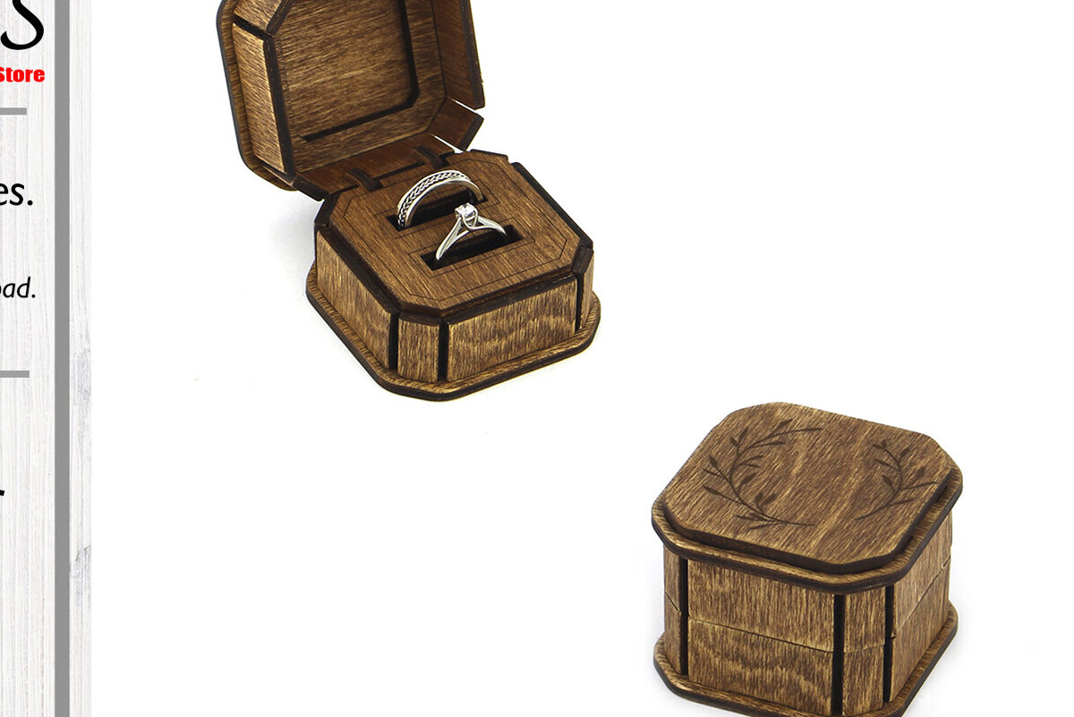 Σετ των 2 Intra απο ξύλο plywood 3mm-4mm πάχος – Αρχείο Ring Box. Αρχείο κοπής με λέιζερ Δίασταση  20x20 cm INTRAFABR-95099097