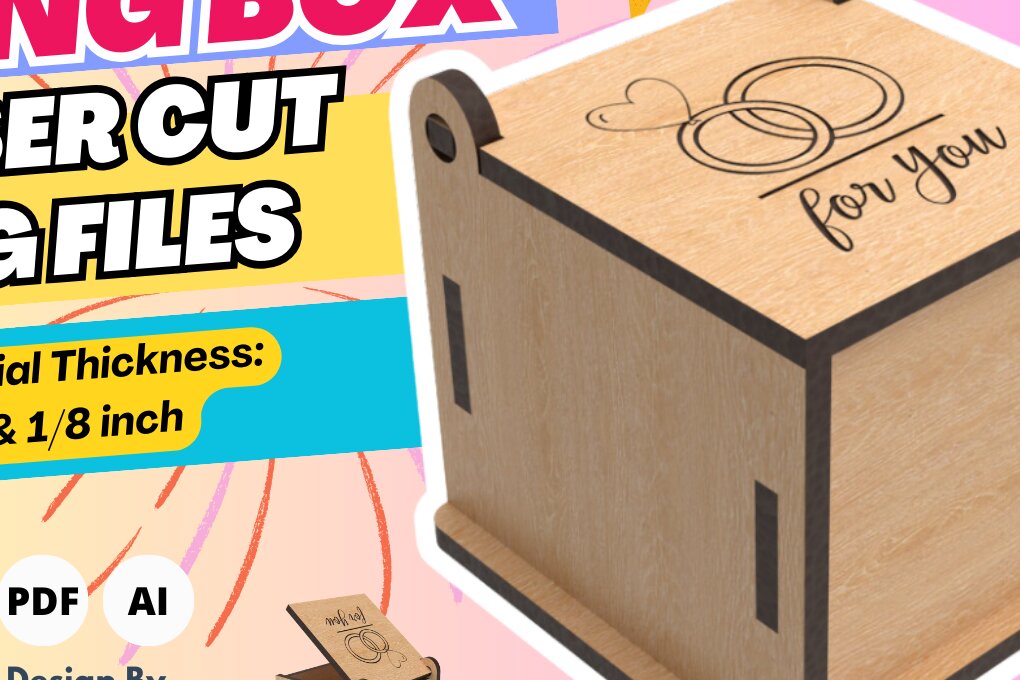 Σετ των 2 Intra απο ξύλο plywood 3mm-4mm πάχος – Δαχτυλίδι, Κουτί δώρου,, Αρχεία κοπής με λέιζερ Δίασταση  20x20 cm INTRAFABR-83078580