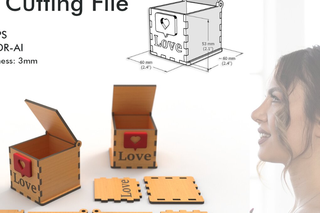 Σετ των 2 Intra απο ξύλο plywood 3mm-4mm πάχος – Δαχτυλίδι, Κουτί δώρου,, Αρχεία κοπής με λέιζερ Δίασταση  20x20 cm INTRAFABR-81141713