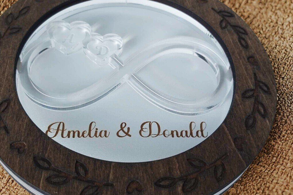 Σετ των 2 Intra απο ξύλο plywood 3mm-4mm πάχος – Δαχτυλίδι - Αρχεία Laser γάμου Δίασταση  20x20 cm INTRAFABR-94284144