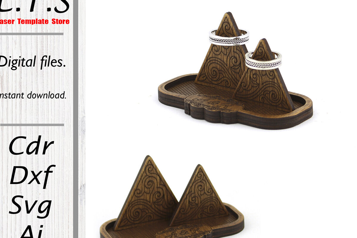 Σετ των 2 Intra απο ξύλο plywood 3mm-4mm πάχος – Κράτηση δαχτυλιδιών. Αρχείο κοπής με λέιζερ Δίασταση  20x20 cm INTRAFABR-95099881