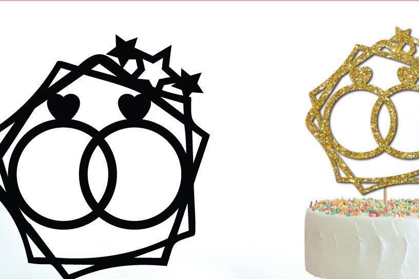 Σετ των 2 Intra απο ξύλο plywood 3mm-4mm πάχος – Δαχτυλίδια Γαμήλια Τούρτα Topper Δίασταση  20x20 cm INTRAFABR-35953991