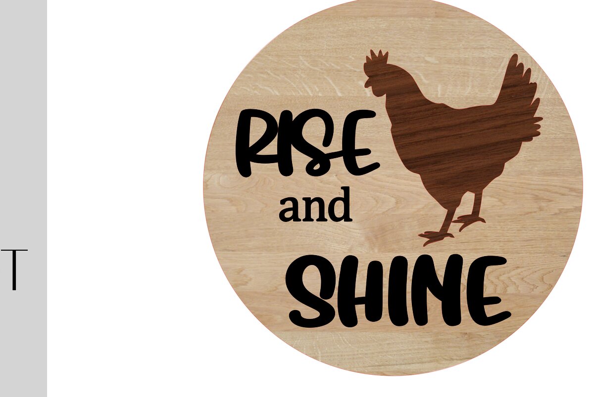 Σετ των 2 Intra απο ξύλο plywood 3mm-4mm πάχος – Στρογγυλό σημάδι Rise and Shine Δίασταση  20x20 cm INTRAFABR-10374587