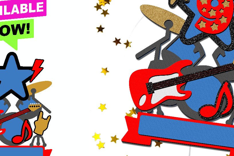 Σετ των 2 Intra απο ξύλο plywood 3mm-4mm πάχος – Rock Star Cake Topper 3D Δίασταση  20x20 cm INTRAFABR-112521173