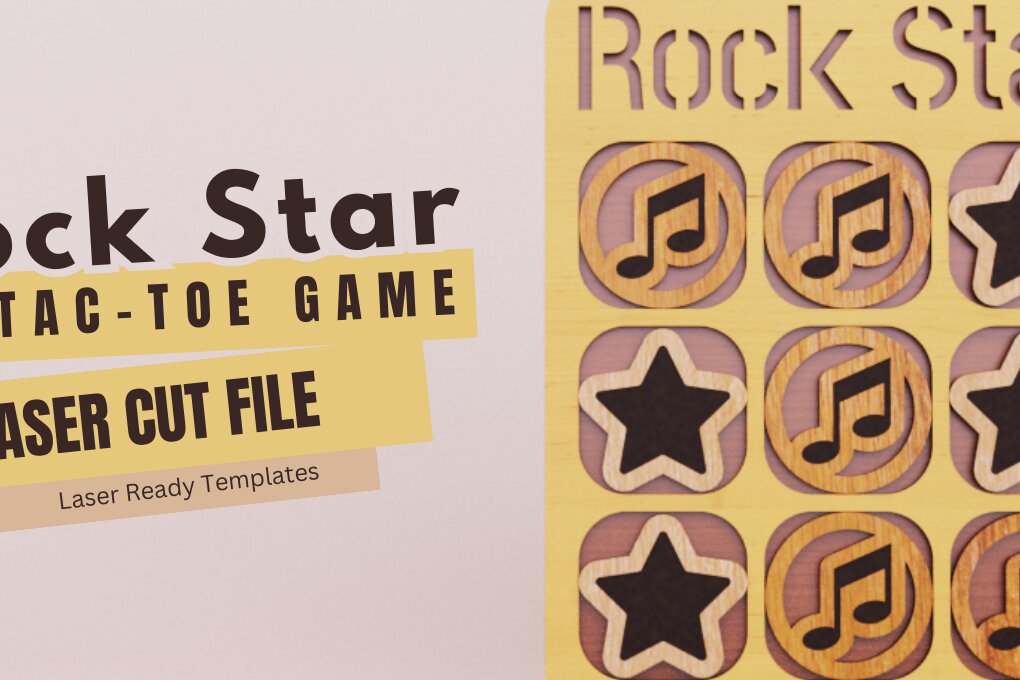 Σετ των 2 Intra απο ξύλο plywood 3mm-4mm πάχος – Rock Star Tic Tac Toe,, Δίασταση  20x20 cm INTRAFABR-96895699