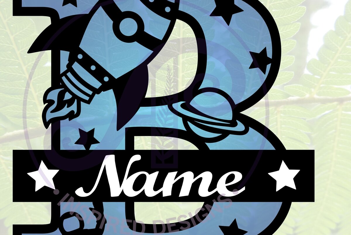 Σετ των 2 Intra απο ξύλο plywood 3mm-4mm πάχος – Rocket Monogram Letter B Αρχείο Δίασταση  20x20 cm INTRAFABR-69520509