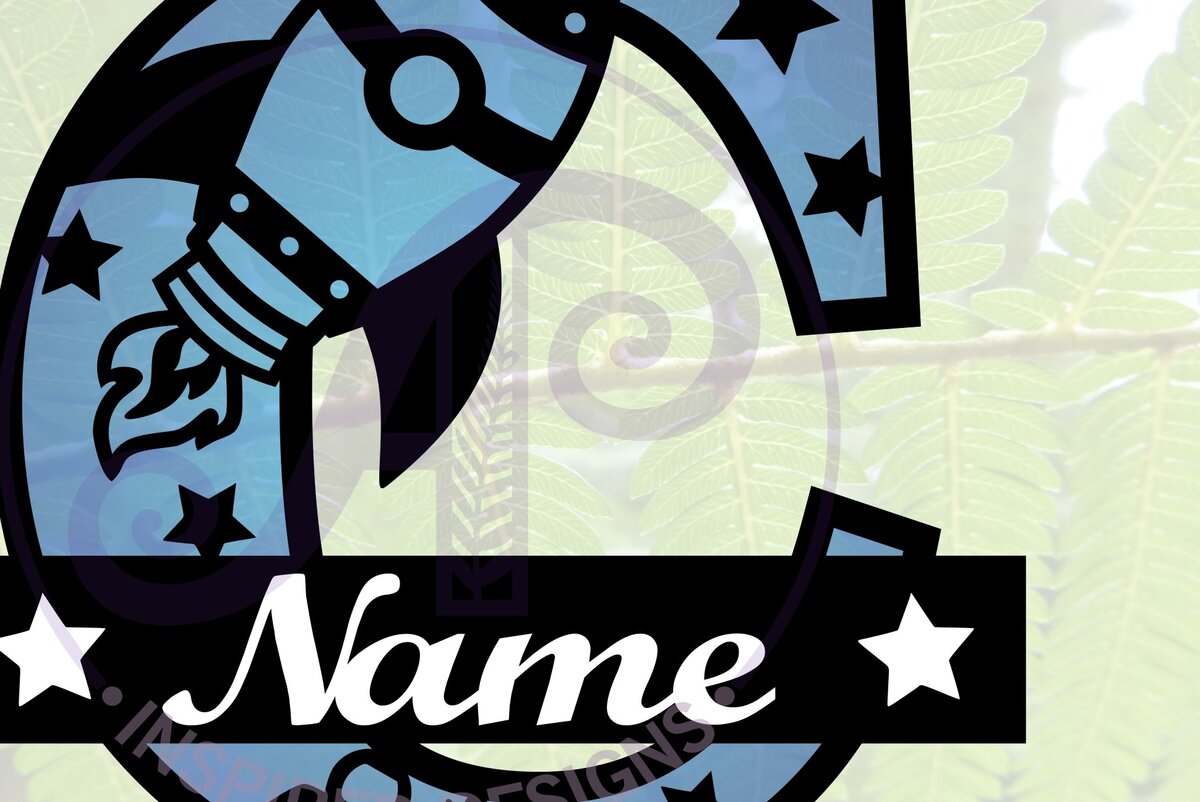 Σετ των 2 Intra απο ξύλο plywood 3mm-4mm πάχος – Rocket Monogram Letter C Αρχείο Δίασταση  20x20 cm INTRAFABR-69520531