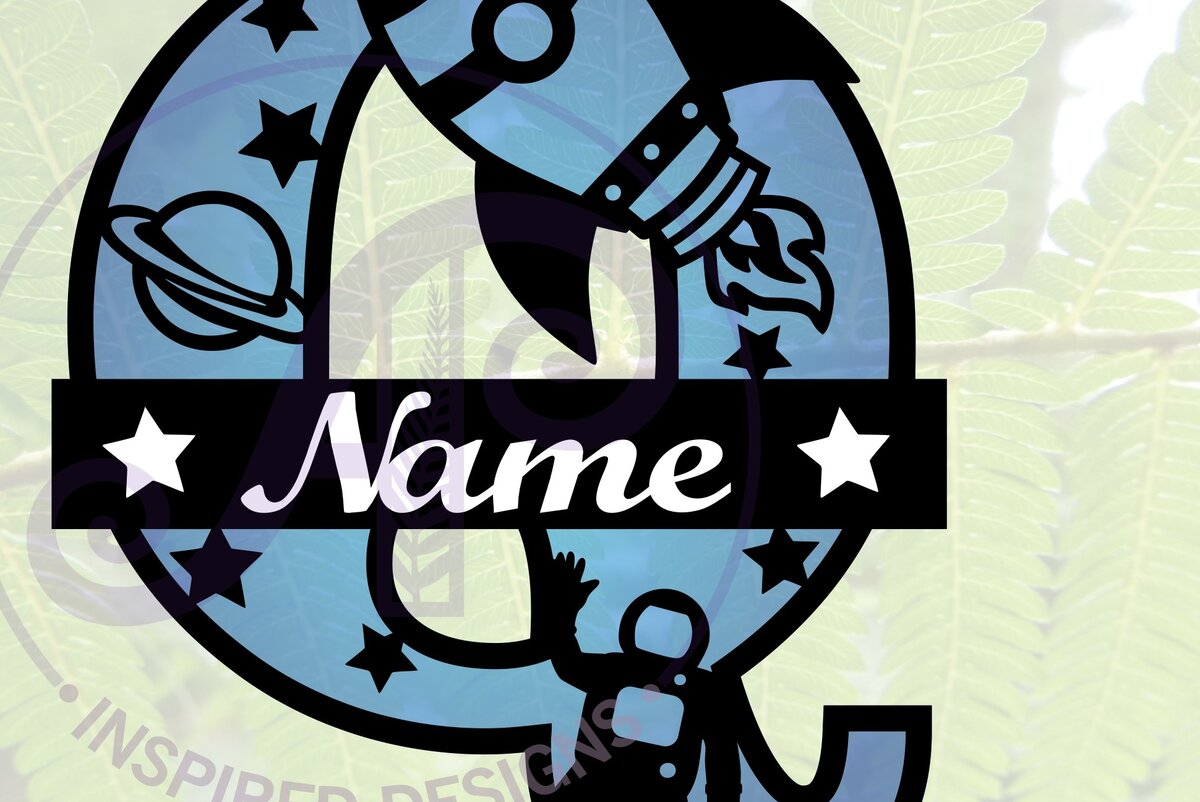 Σετ των 2 Intra απο ξύλο plywood 3mm-4mm πάχος – Rocket Monogram Letter Q Αρχείο Δίασταση  20x20 cm INTRAFABR-69528276