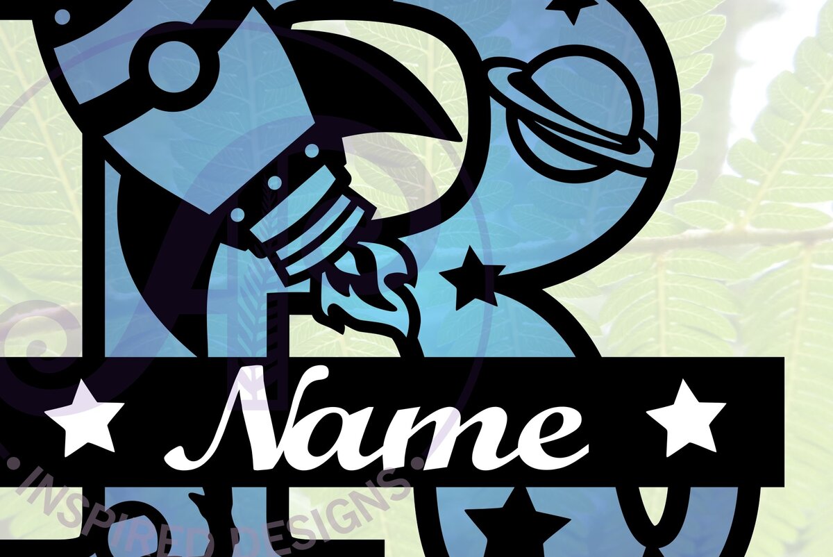 Σετ των 2 Intra απο ξύλο plywood 3mm-4mm πάχος – Αρχείο Rocket Monogram Letter R Δίασταση  20x20 cm INTRAFABR-69528292