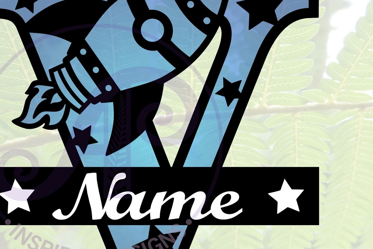 Σετ των 2 Intra απο ξύλο plywood 3mm-4mm πάχος – Rocket Monogram Letter V Αρχείο Δίασταση  20x20 cm INTRAFABR-69528394