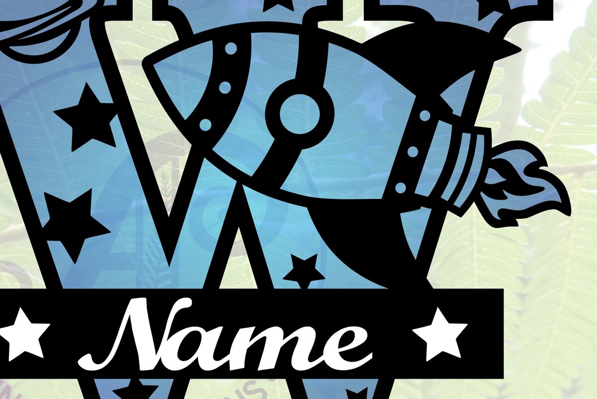 Σετ των 2 Intra απο ξύλο plywood 3mm-4mm πάχος – Rocket Monogram Letter W Αρχείο Δίασταση  20x20 cm INTRAFABR-69528425