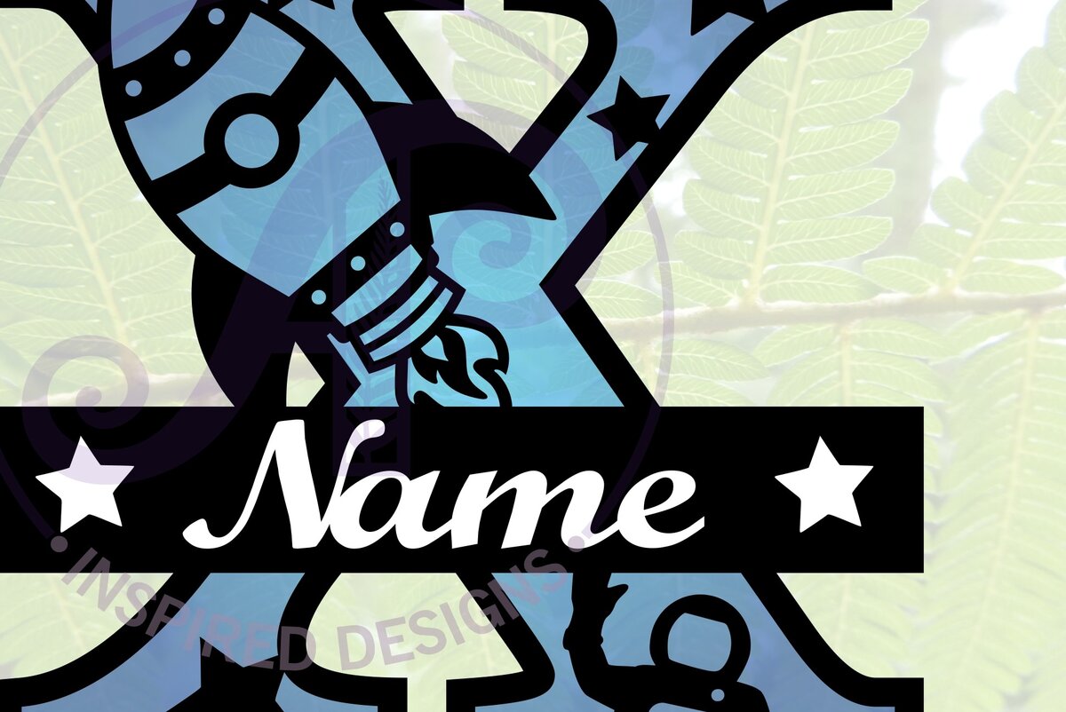 Σετ των 2 Intra απο ξύλο plywood 3mm-4mm πάχος – Αρχείο Rocket Monogram Letter X Δίασταση  20x20 cm INTRAFABR-69528452