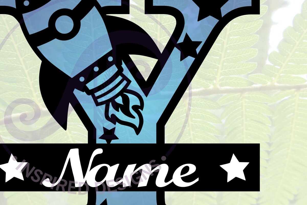 Σετ των 2 Intra απο ξύλο plywood 3mm-4mm πάχος – Αρχείο Rocket Monogram Letter Y Δίασταση  20x20 cm INTRAFABR-69528469