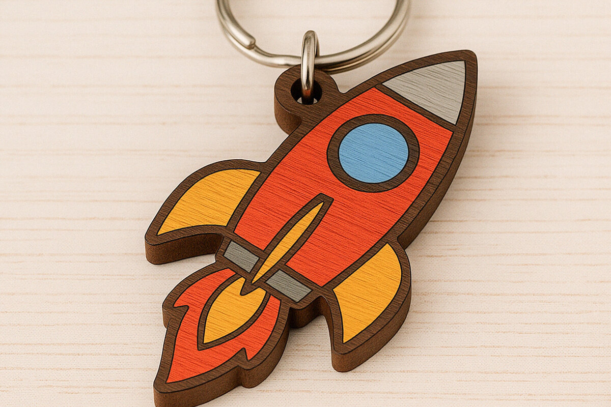 Σετ των 3 Intra απο ξύλο plywood 3mm-4mm πάχος – Μπρελόκ Rocket Ship Δίασταση  5x5 cm INTRAFABR-120897220