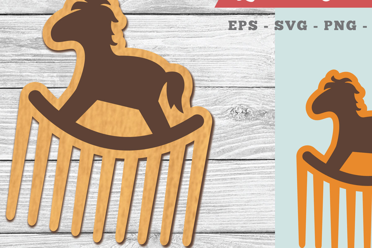 Σετ των 2 Intra απο ξύλο plywood 3mm-4mm πάχος – Χτένη κοπής με λέιζερ Rocking Horse Δίασταση  20x20 cm INTRAFABR-104778427