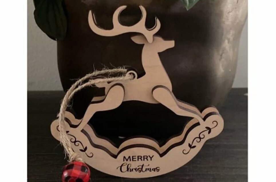 Σετ των 2 Intra απο ξύλο plywood 3mm-4mm πάχος – Στολίδι με ταράνδους αλόγου - Δίασταση  20x20 cm INTRAFABR-108857302