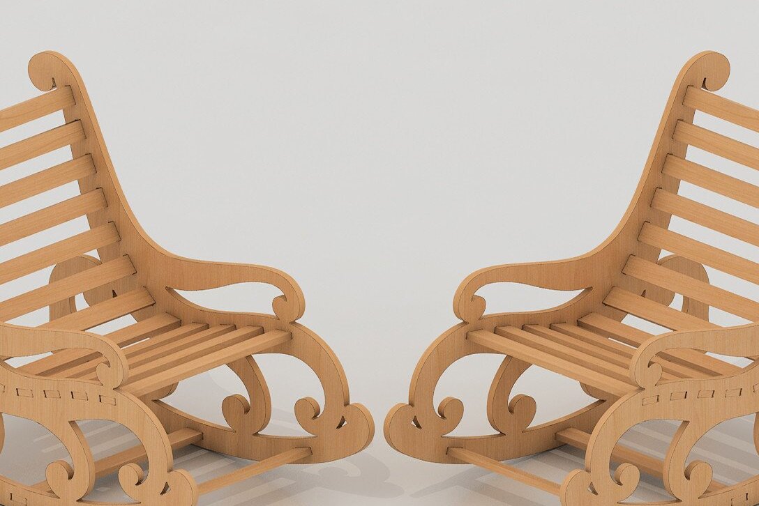 Σετ των 2 Intra απο ξύλο plywood 3mm-4mm πάχος – Αρχεία κοπής λέιζερ Rocking Mini Chair Δίασταση  20x20 cm INTRAFABR-42958204