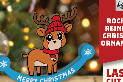 Σετ των 2 Intra απο ξύλο plywood 3mm-4mm πάχος – Χριστουγεννιάτικο στολίδι Rocking Reindeer Δίασταση  20x20 cm INTRAFABR-110123619