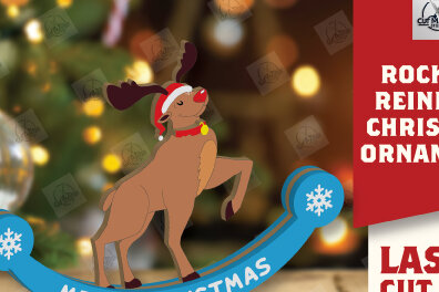 Σετ των 2 Intra απο ξύλο plywood 3mm-4mm πάχος – Χριστουγεννιάτικο στολίδι Rocking Reindeer Δίασταση  20x20 cm INTRAFABR-110123783