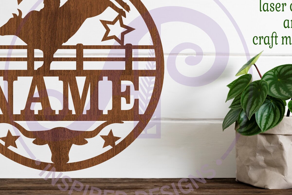 Σετ των 2 Intra απο ξύλο plywood 3mm-4mm πάχος – Rodeo Bull Rider Όνομα Σήμα Δίασταση  20x20 cm INTRAFABR-94789928