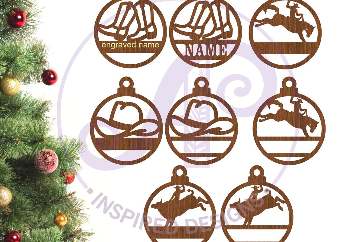 Σετ των 2 Intra απο ξύλο plywood 3mm-4mm πάχος – Χριστουγεννιάτικα στολίδια Rodeo, 4 σχέδια Δίασταση  20x20 cm INTRAFABR-85810241