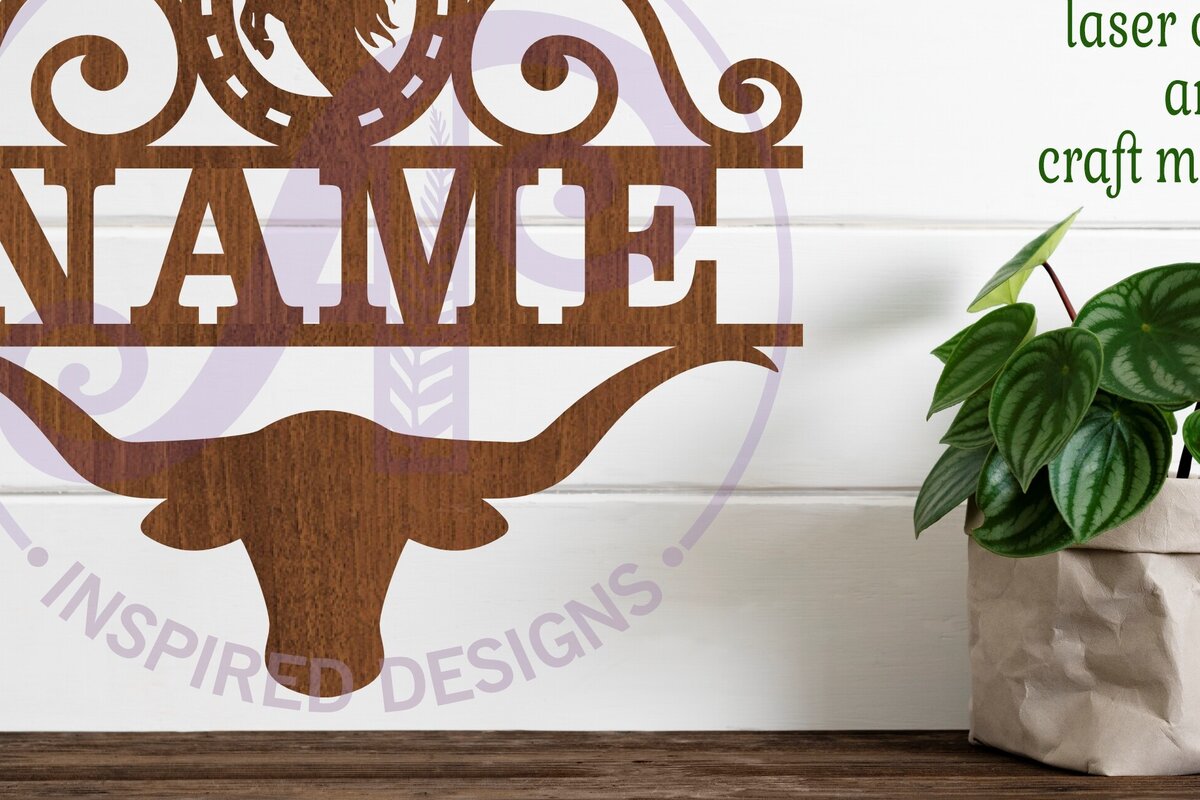 Σετ των 2 Intra απο ξύλο plywood 3mm-4mm πάχος – Rodeo Long Horn Σήμα ονόματος Δίασταση  20x20 cm INTRAFABR-100584674