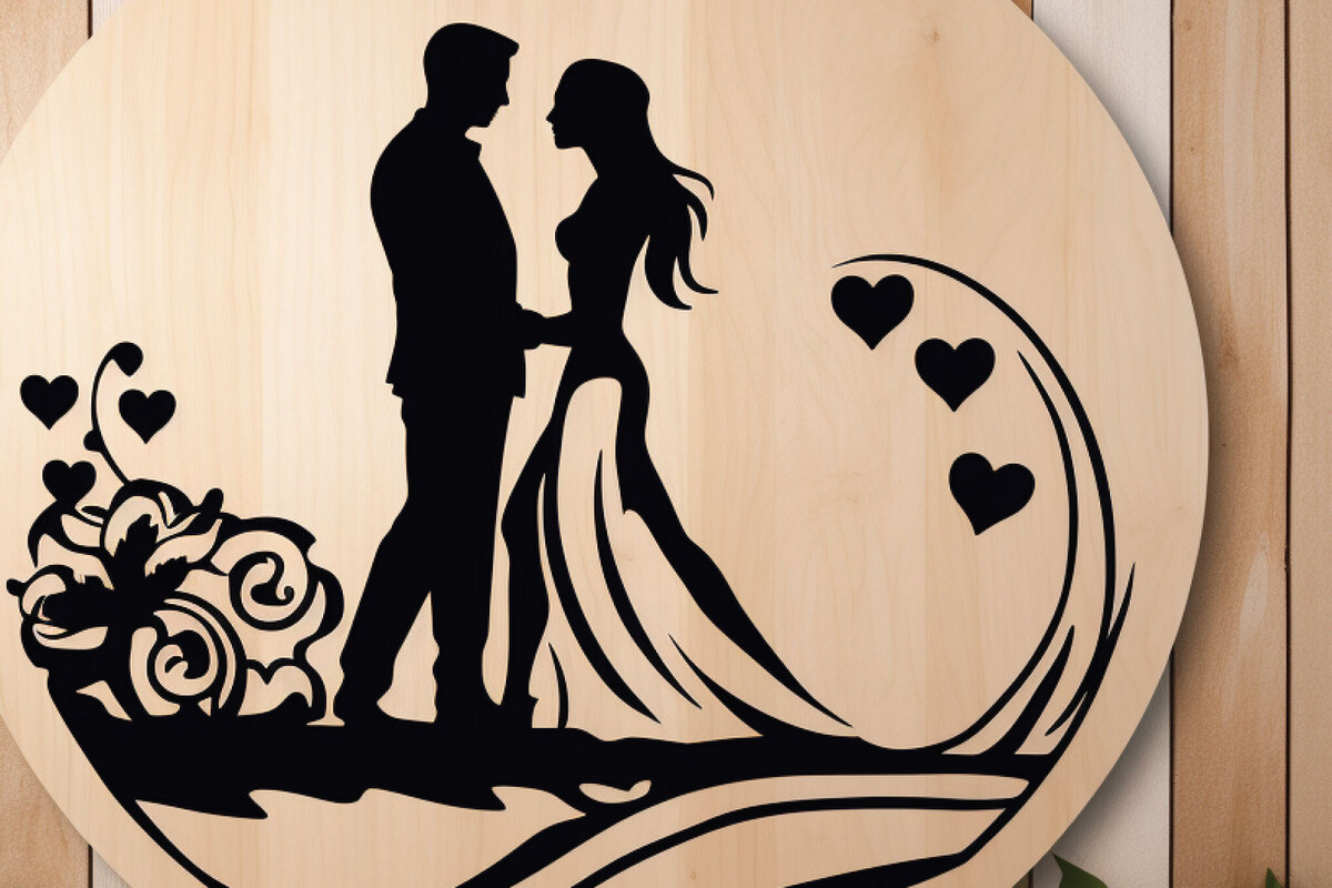 Σετ των 2 Intra απο ξύλο plywood 3mm-4mm πάχος – Ρομαντικό Ζευγάρι  Δίασταση  20x20 cm INTRAFABR-86406347