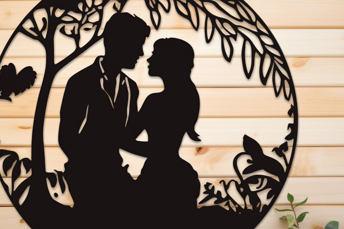 Σετ των 2 Intra απο ξύλο plywood 3mm-4mm πάχος – Ρομαντικό Ζευγάρι  Δίασταση  20x20 cm INTRAFABR-86404505