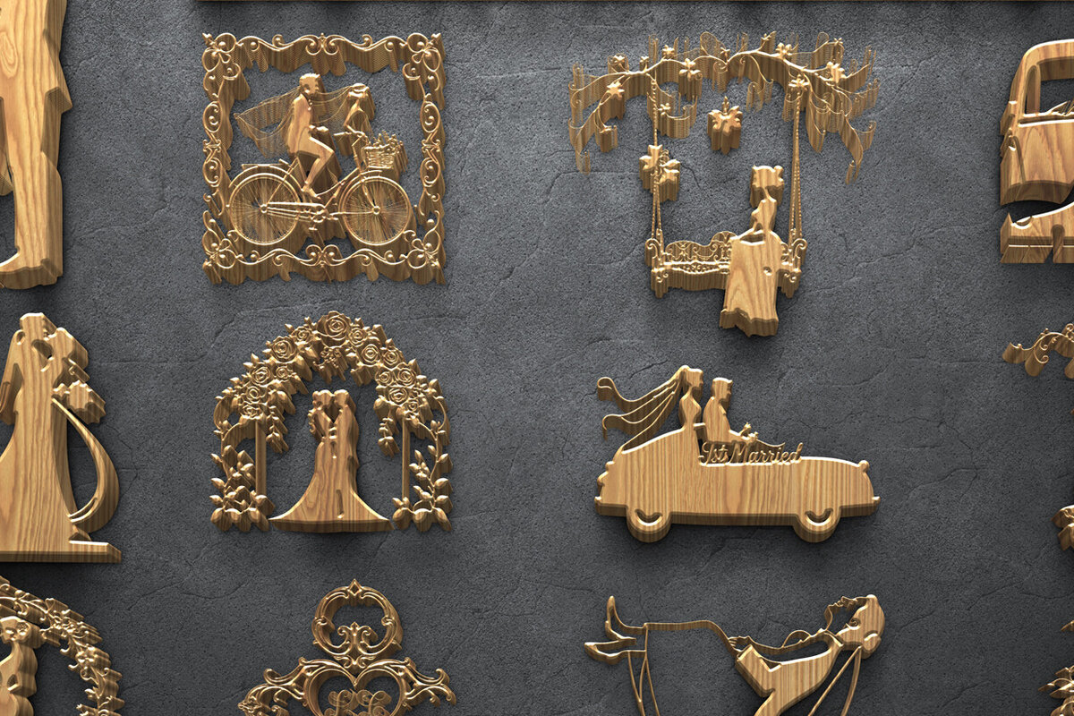 Σετ των 2 Intra απο ξύλο plywood 3mm-4mm πάχος – Romantic Couple Moments Δίασταση  20x20 cm INTRAFABR-122068128