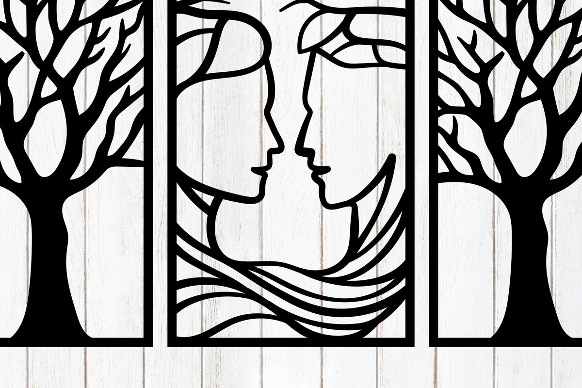 Intra απο ξύλο plywood 3mm-4mm πάχος – Romantic Couple &amp; Tree Wall Art Δίασταση  40x30 cm INTRAFABR-117771080